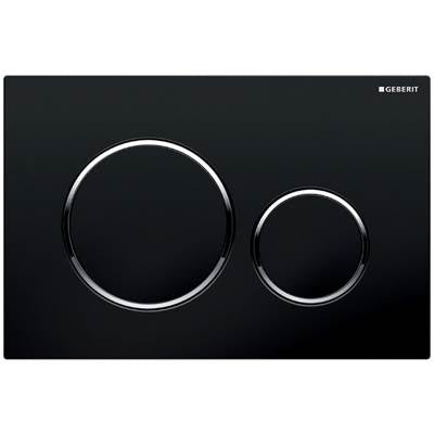 Geberit 115.882.KM.1- Geberit actuator plate Sigma20 for dual flush: black / bright chrome / black | FaucetExpress.ca
