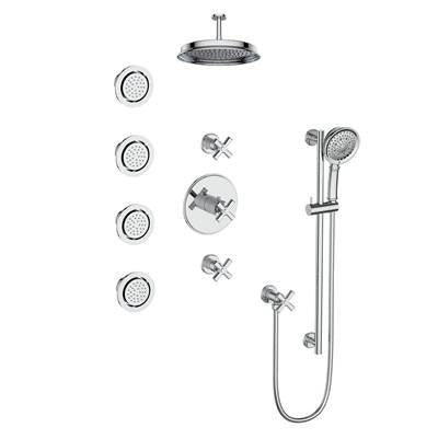 Vogt SET.Z4.142.934.CC- Zehn Thermostatic Set with In-Wall Jets - 4' Ceiling Arm 3/4' Chrome