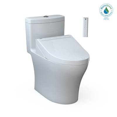 Toto MW6463084CEMFGN#01- Toto Washlet+ Aquia Iv One-Piece Elongated Dual Flush 1.28 And 0.9 Gpf Toilet And Washlet C5 Bidet Seat Cotton White