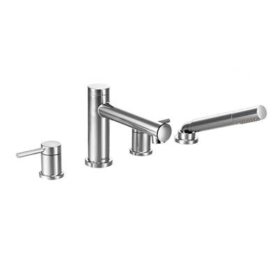 Moen T394- Align 2-Handle Deck Mount Modern Roman Tub Faucet Trim Kit, Valve Required, Including Single Function Handshower, Chrome