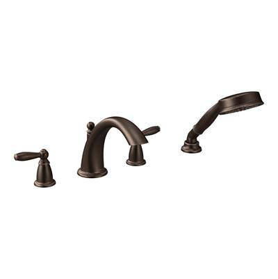 Moen T924ORB- Brantford 2-Handle Deck-Mount Roman Tub Faucet Trim Kit with Hand Shower in Oil Rubbed Bronze (Valve Not Included)