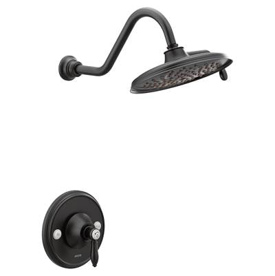 Moen TS32102BL- Weymouth Posi-Temp Shower Trim Kit, Valve Required, including 9-Inch 2-Spray Rainshower, Matte Black