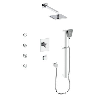 Vogt SET.NU.141.818.CC- Niveau Thermostatic Shower Set with Exposed Body Jets - 8' Ceiling Arm 3/4' Chrome