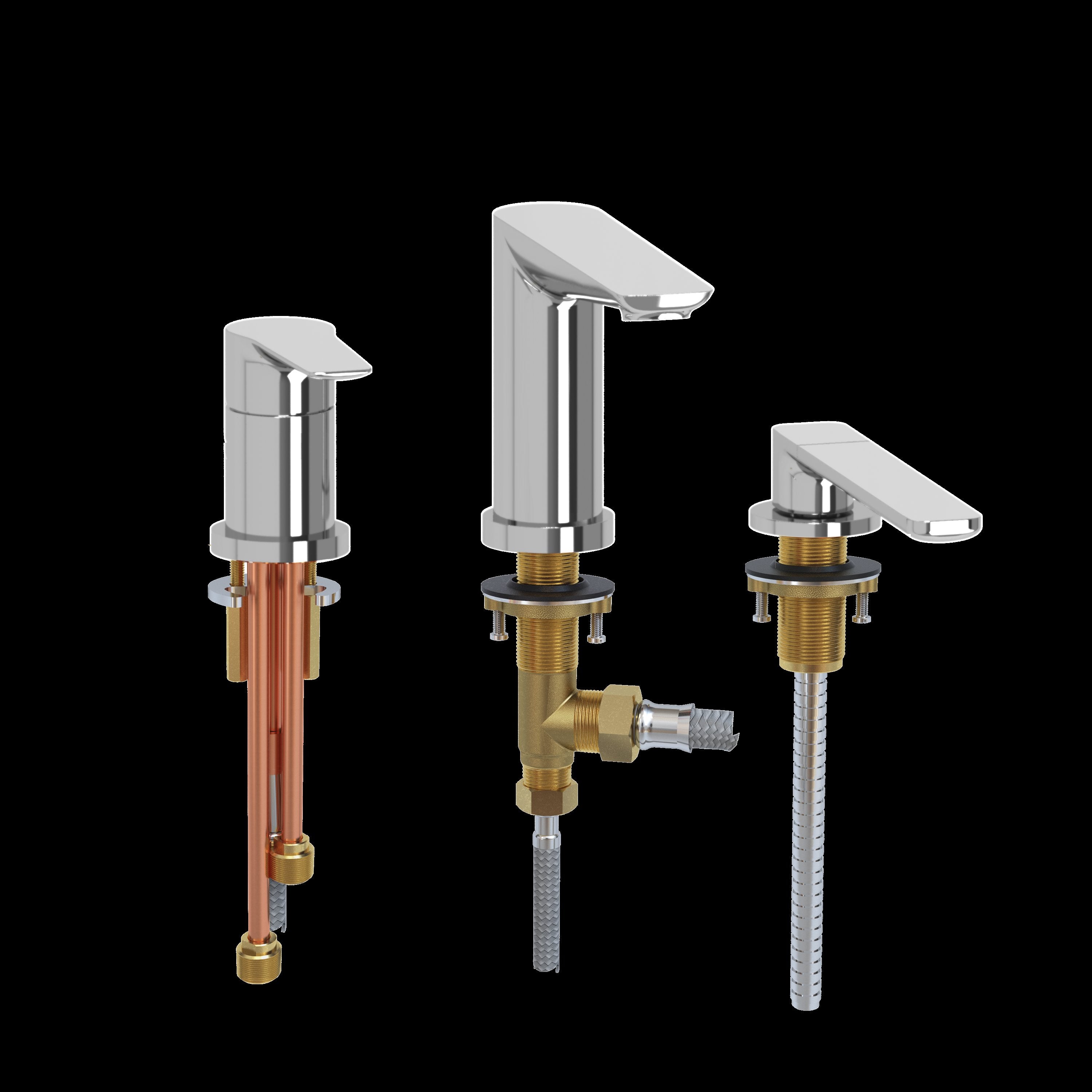 Riobel Pro DJ16C- 3-piece Type P (pressure balance) deck-mount tub filler with hand shower - FaucetExpress.ca