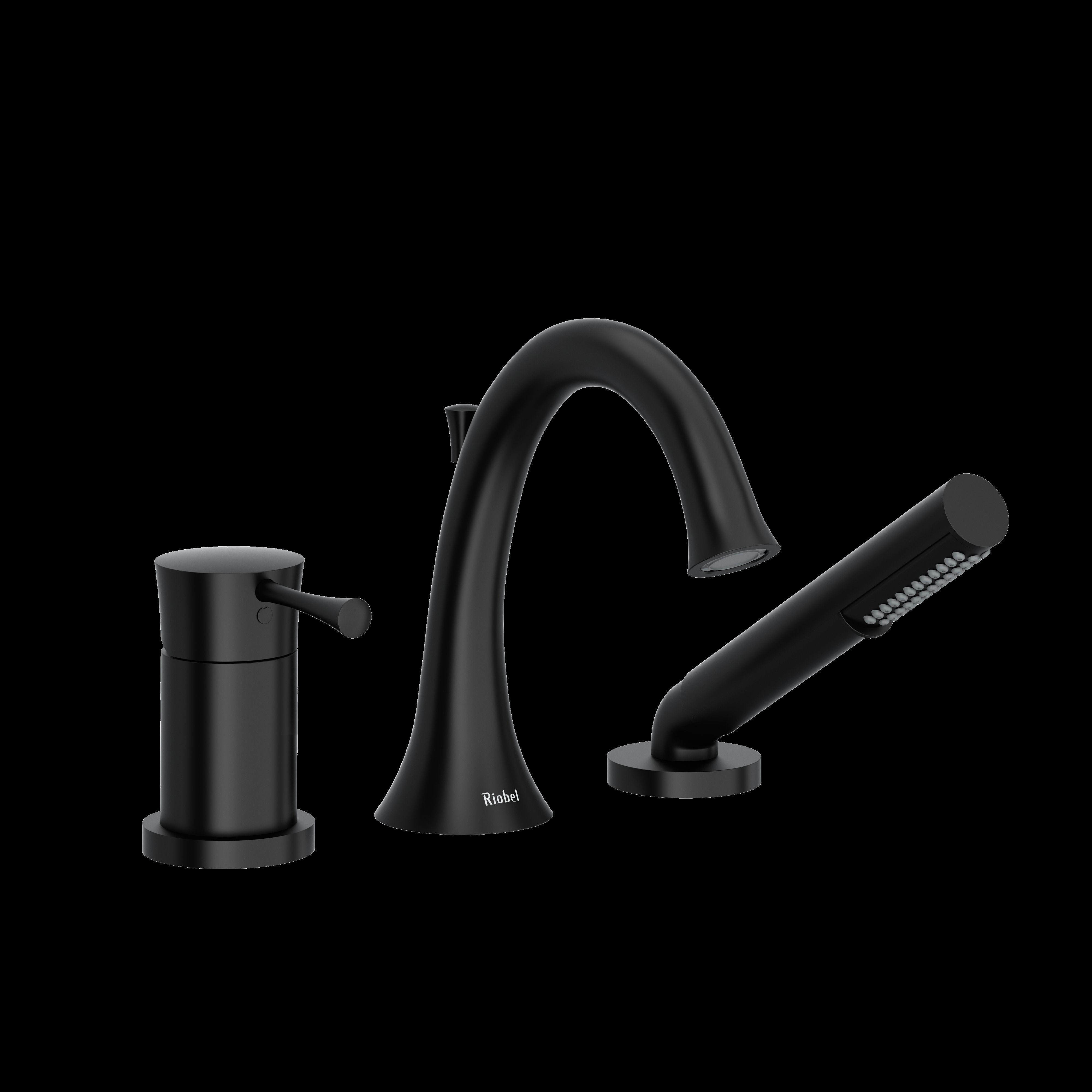 Riobel TED16BK- 3-piece Type P (pressure balance) deck-mount tub filler with hand shower trim