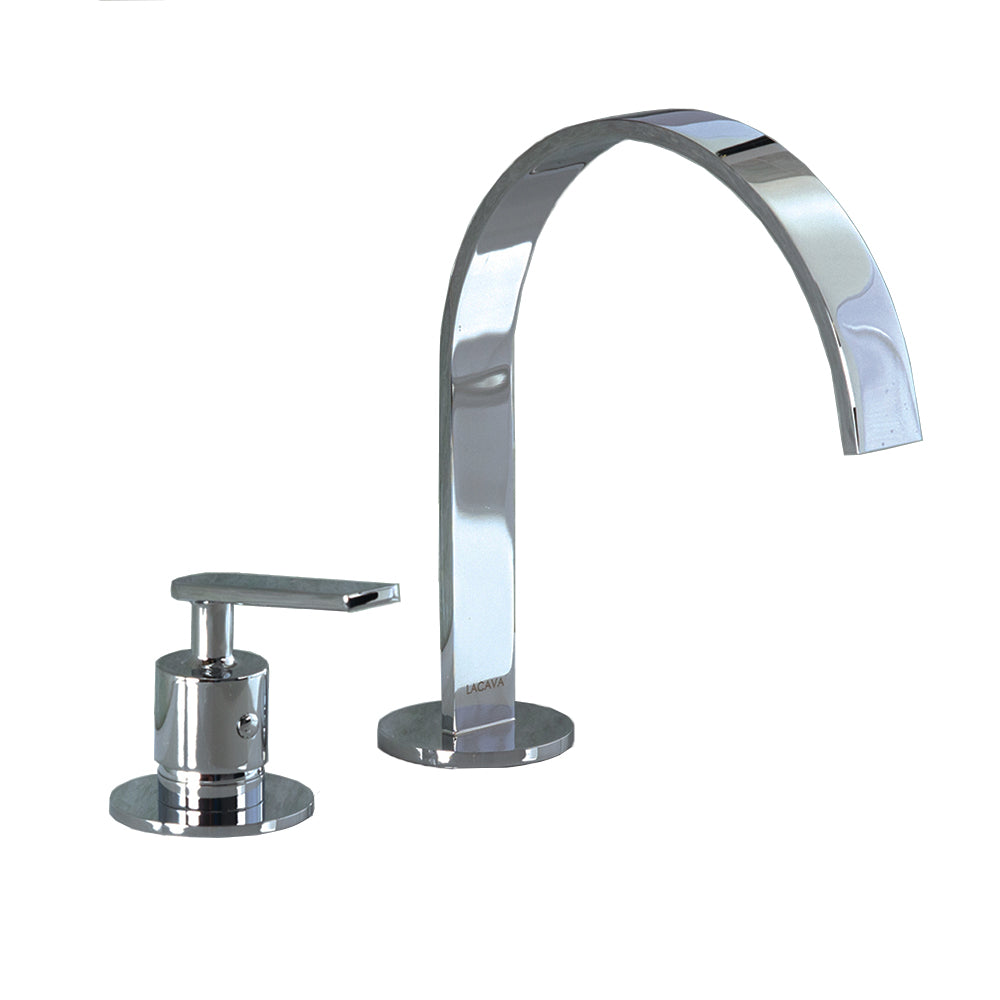 Lacava 13010L-CR - Deck-Mount Two-Hole Faucet With An Arch Spout, Lever Handle, Drain Not Included. Water Flow Rate: 3.7 Gpm At 60 Psi.