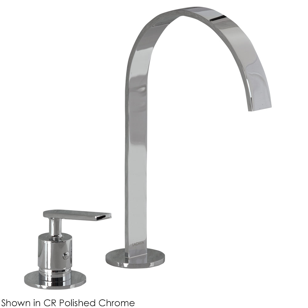 Lacava 13011L-CR - Deck-Mount Two-Hole Faucet With An Arch Spout, Knob Handle, Drain Not Included. Water Flow Rate: 3.7 Gpm At 60 Psi.