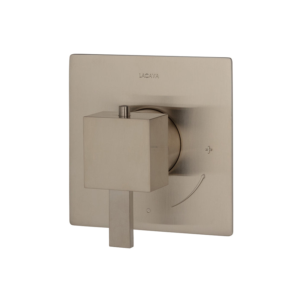 Lacava - Trim Only - Built-In Thermostatic Valve With Single Handle And Rectangular Backplate. Water Flow Rate: 10.5 Gpm At 43.5 Psi.