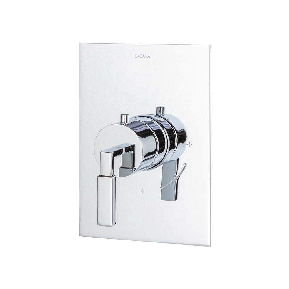 Lacava - Trim Only - Built-In Thermostatic Valve With Single Handle And Rectangular Backplate. Water Flow Rate: 10.5 Gpm At 43.5 Psi