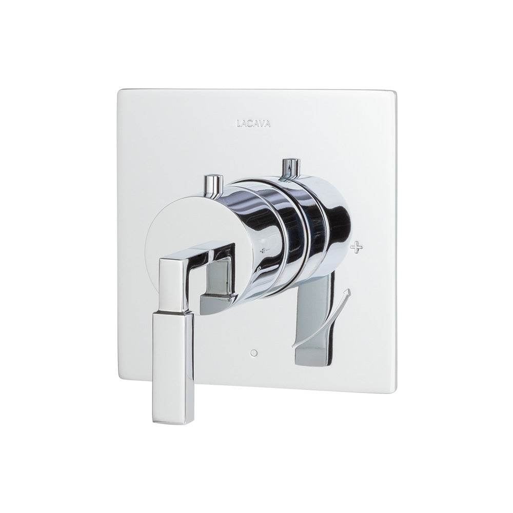 Lacava 14TH0.S.S1-A-CR - Trim Only - Built-In Thermostatic Valve With Single Handle And Rectangular Backplate. Water Flow Rate: 10.5 Gpm At 43.5 Psi