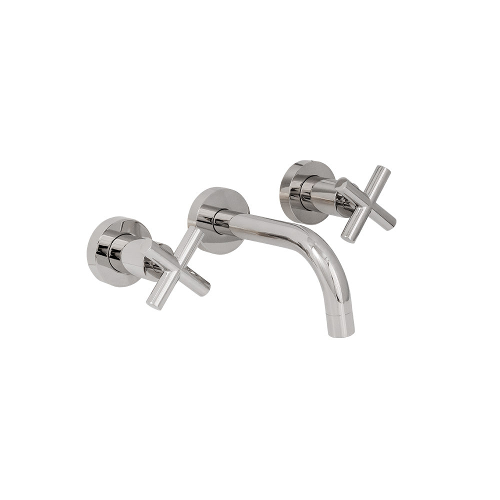 Lacava - Trim - Wall-Mount Three-Hole Faucet With Three-Hole Faucet With Two Cross Handles, No Backplate, Spout 6". Water Flow Rate: 1 Gpm Pressure Compensating Aerator.