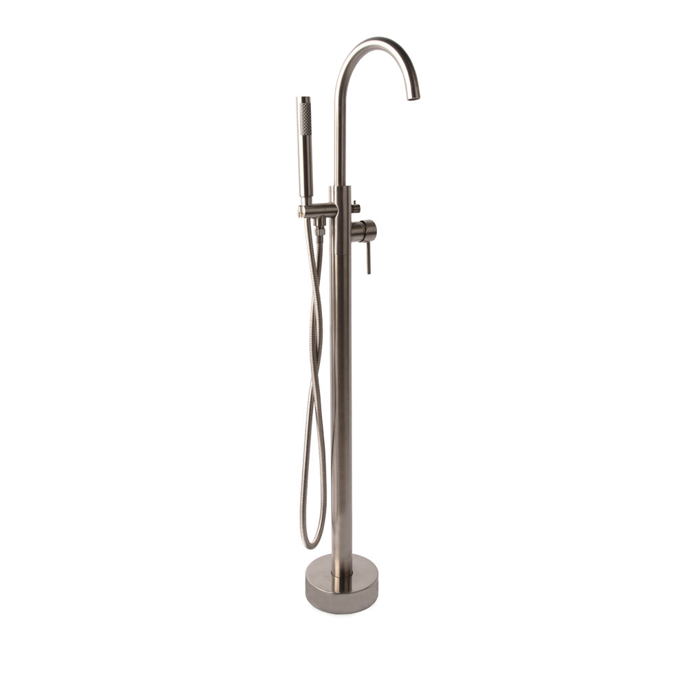 Lacava - Floor-Standing Tub Filler 37 1/4"H With One Lever Handle, Two-Way Diverter, And Hand-Held Shower With 59" Flexible Hose. Water Flow Rate: 7.2 Gpm At 60 Psi.