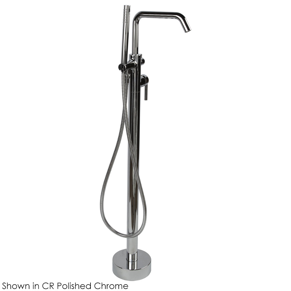 Lacava - Floor-Standing Tub Filler 37 1/4"H With One Curved Lever Handle, Square Spout, Two-Way Diverter, And Hand-Held Shower With 59" Flexible Hose. Water Flow Rate: 7.2 Gpm At 60 Psi.