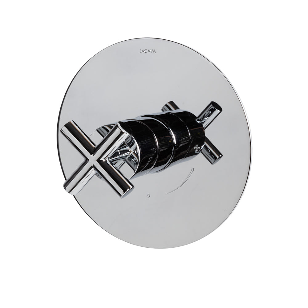 Lacava - Cigno Trim - Built-In Progressive Pressure Balancing Mixer With A Cross Handle And Round Backplate. Water Flow Rate: 5.6 Gpm At 43.5 Psi. Diam: 7-1/4" Rough-In # Vpbpsold Separately