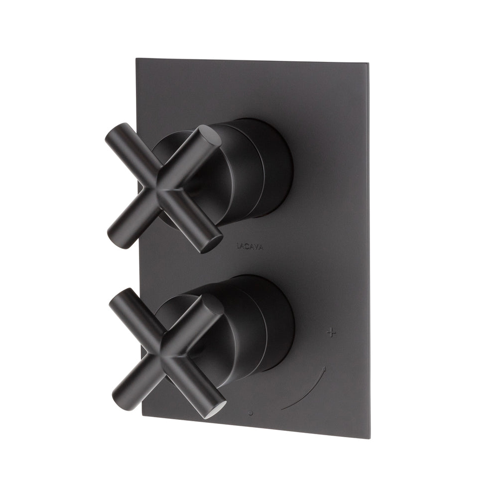 Lacava - Cigno Trim - Built-In Progressive Pressure Balancing Mixer With Volume Control, Two Cross Handles And Rectangular Backplate. Water Flow Rate: 4.2 Gpm At 43.5 Psi. Rough-In # Vpbp1 Sold Separately. W: 5-1/8", H: 7-1/4"