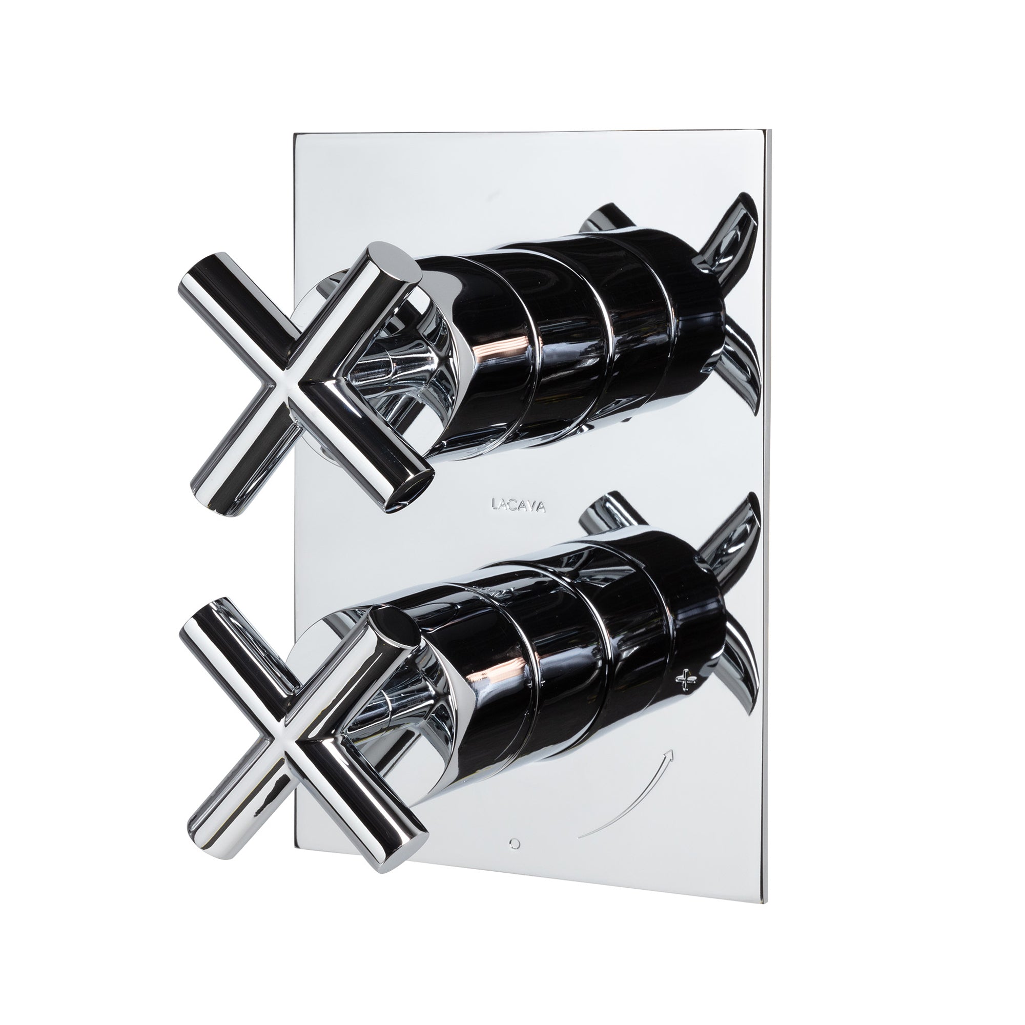 Lacava - Built-In Progressive Pressure Balancing Mixer With 2-Way Diverter, Two Cross Handles And A Rectangular Backplate. Water Flow Rate: 4.2 Gpm At 43.5 Psi. Rough-In # Vpbp2 Sold Separately. 5-1/8"W, 7-1/4"H