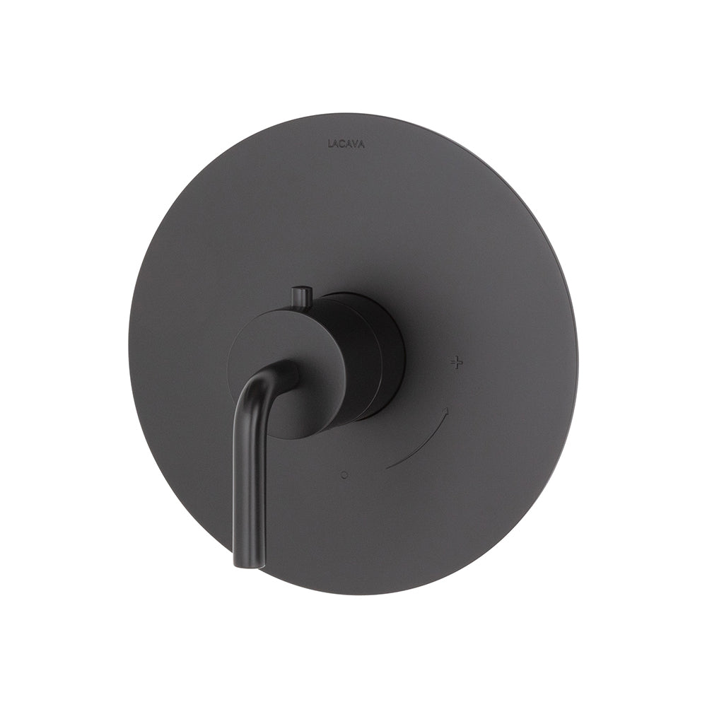 Lacava - Trim Only - Regular Thermostat, Flow Rate 10 Gpm, Curved Lever Handle On Round Knob, Round Backplate