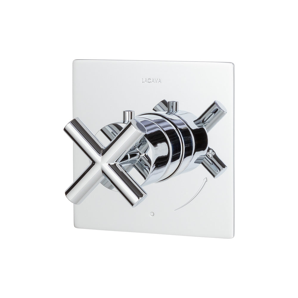 Lacava - Trim Only - Thermostatic Valve Gpm 10 (60Psi) With Rectangular Back Plate And Cross Handle