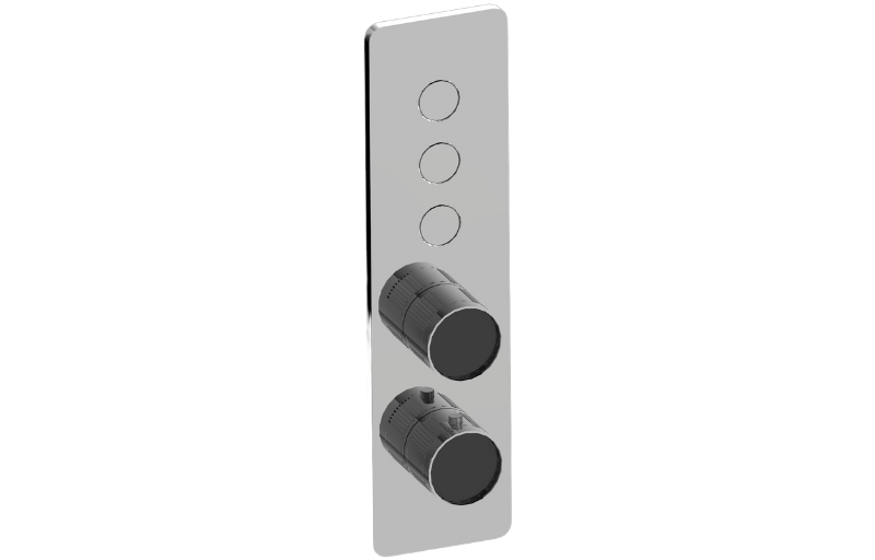 Graff G-18023VBF-AU-T - Contemporary 3-Button Paired Knob Fluted Knurl Vertical Trim