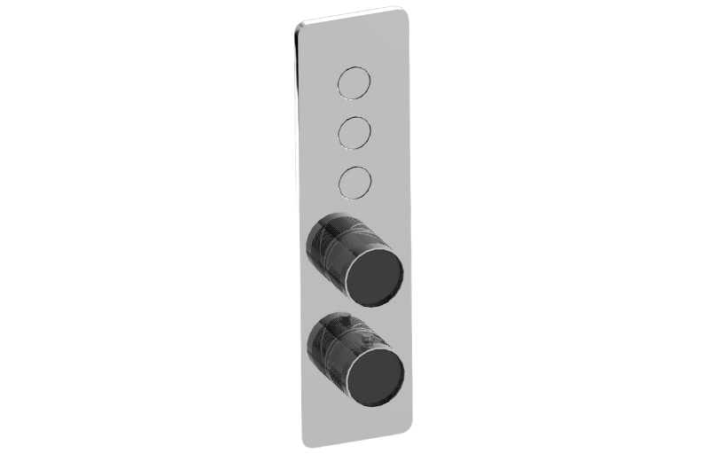 Graff G-18023VBQ-AU-T - Contemporary 3-Button Paired Knob Oblique Knurl Vertical Trim