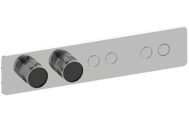 Graff G-18024HBQ-AU-T - Contemporary 4-Button Paired Knob Oblique Knurl Horizontal Trim