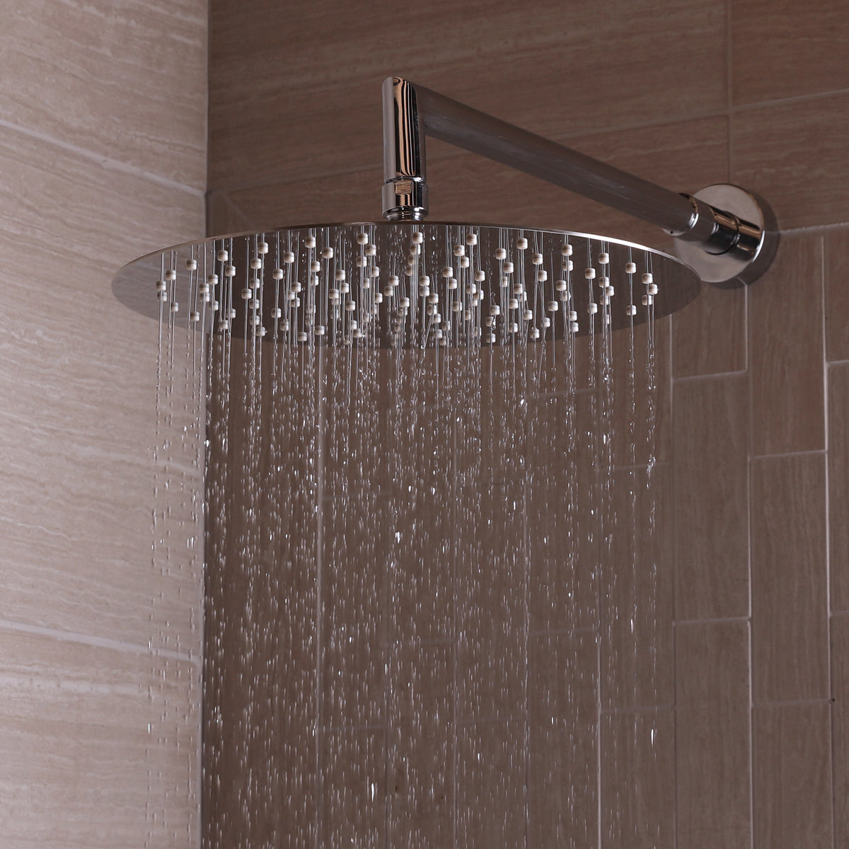 Lacava 1884-10 - Ceilling Mount Tilting Round Rain Shower Head With Ultra Thin Edge And Flow Regulator 3.1 Gal/M, 120 Rubber Nozzles. Arm And Flinge Sold Separately. Diam: 12"
