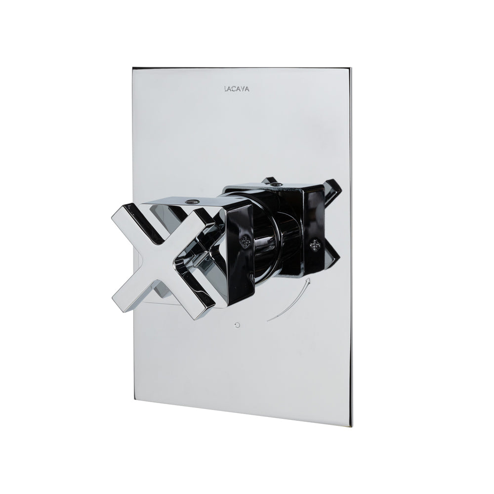 Lacava - Eleganza Trim - Built-In Progressive Pressure Balancing Mixer With A Cross Handle And Squared Backplate. Water Flow Rate: 5.6 Gpm At 43.5 Psi. W: 5", H: 7-1/4" - Rough-In # Vpbp Sold Spearately
