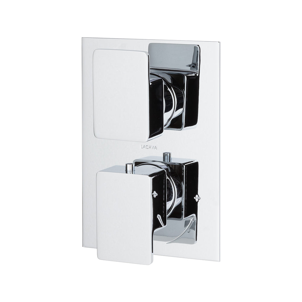 Lacava - Trim Only - Thermostatic Valve W/1 Way Volume, Gpm 9 (60Psi) With Rectangular Back Plate And 2 Stacked Lever Handles