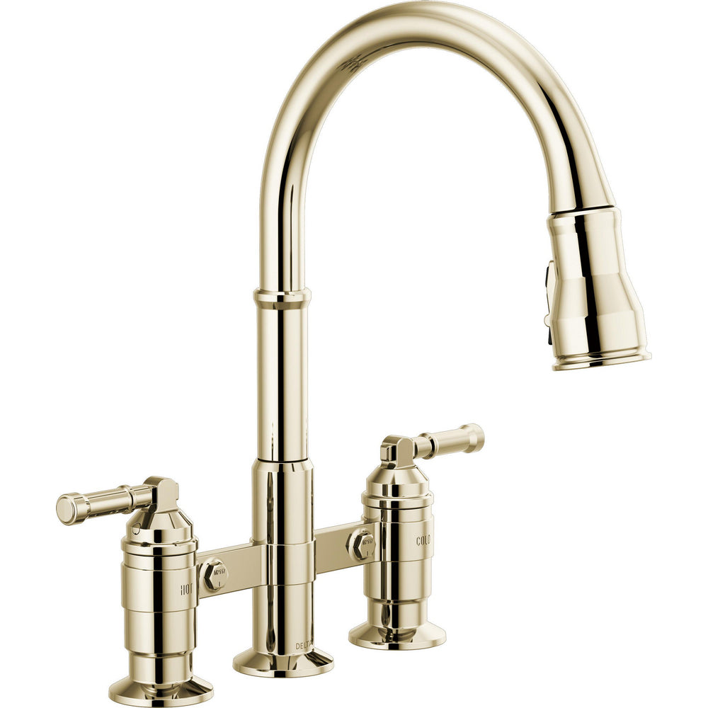 Delta 2390L-PN-DST - Broderick-Pulldown Bridge Kitchen Faucet