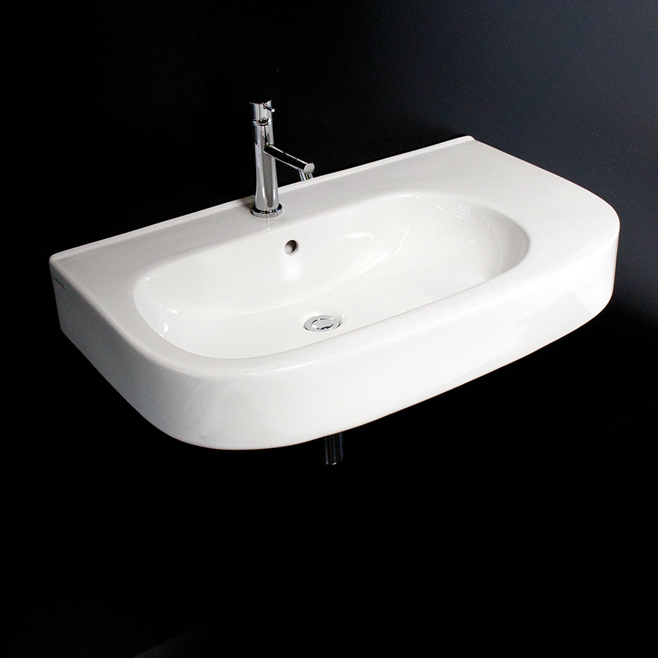 Lacava 2971-03-001 - Vanity Top Porcelain Bathroom Sink With Overflow W: 31 3/4, D:19", H:7 1/8", 01 - One Faucet Hole, 02 - Two Faucet Holes,