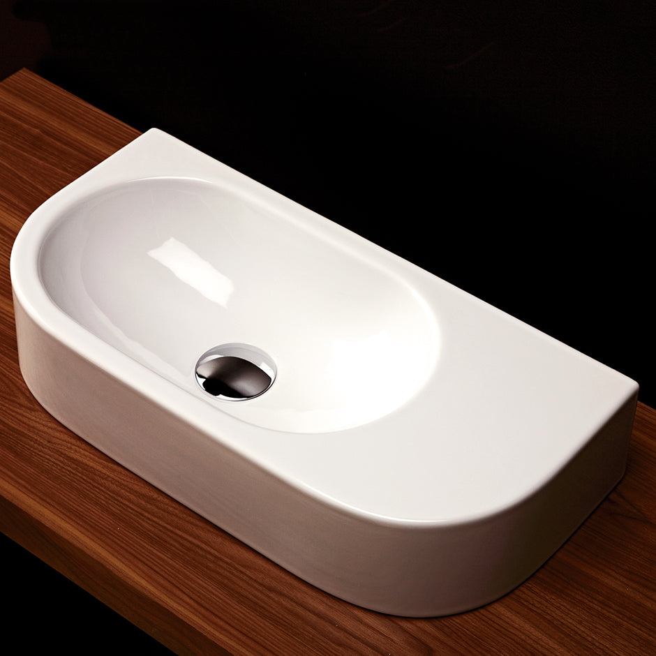 Lacava 2972-00-001 - Wall-Mount Or Above-Counter Porcelain Bathroom Sink Without An Overflow, 00 - No Faucet Holes, 01 - One Faucet Hole, 21 5/8"W X 10 5/8"D X 4 3/4"H