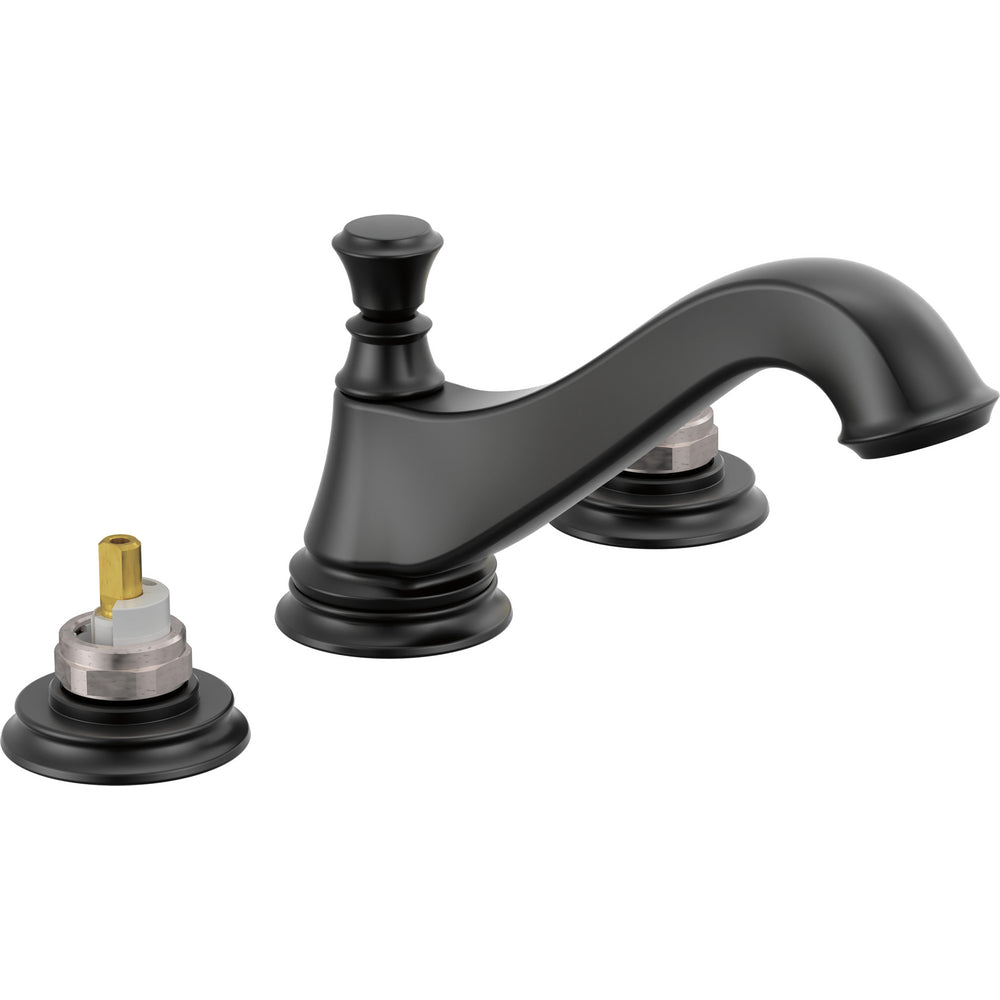 Delta 3595LF-BLMPU-LHP - Two Handle Wide Spread Lavatory - Low Arc Spout W/ Metal Pop-Up