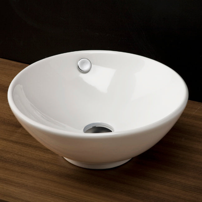 Lacava 4033A-001 - Vessel Porcelain Bathroom Sink With An Overflow, Glazed Exterior.16 3/8"Diam, 6 1/2"H