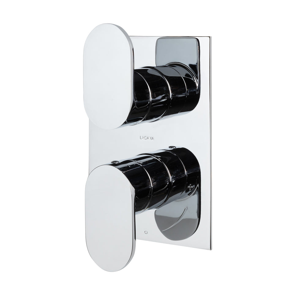 Lacava - Built-In Progressive Pressure Balancing Mixer With Volume Control, Two Lever Handles And A Retangular Backplate. Water Flow Rate: 5.6 Gpm At 45 Psi.