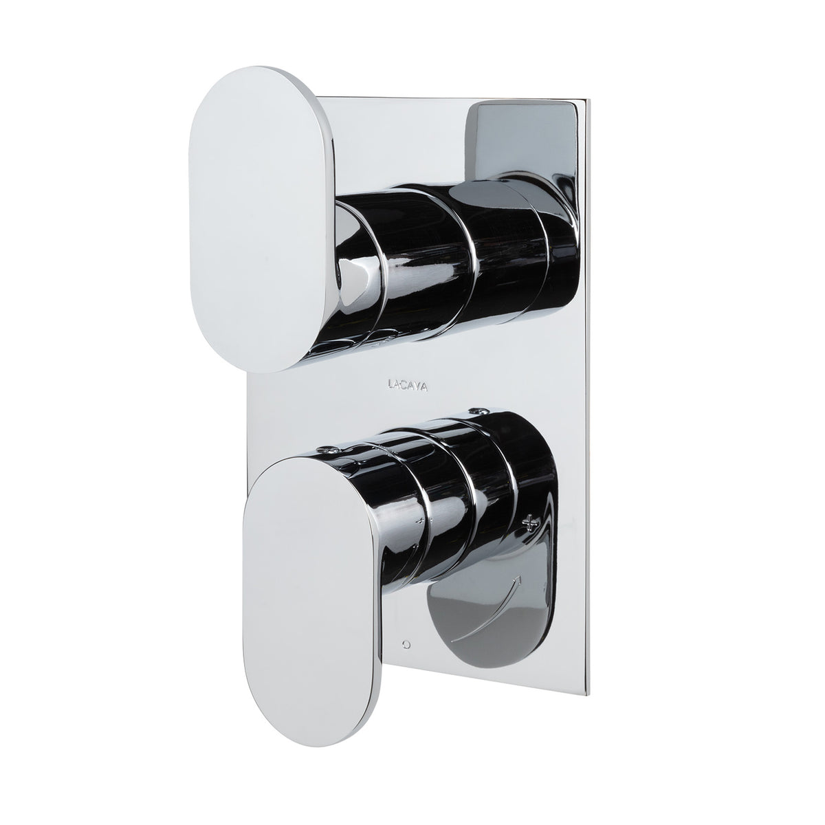 Lacava - Built-In Progressive Pressure Balancing Mixer With 3- Way Diverter, Two Lever Handles And A Retangular Backplate. Water Flow Rate: 5.6 Gpm At 45 Psi.