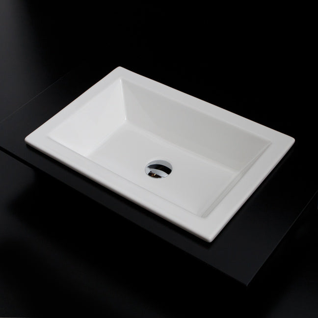 Lacava 4655-001 - Self-Rimming Porcelain Bathroom Sink Without An Overflow. Unglazed Exterior. W: 23 5/8”, D: 15 3/4", H: 5 1/2”
