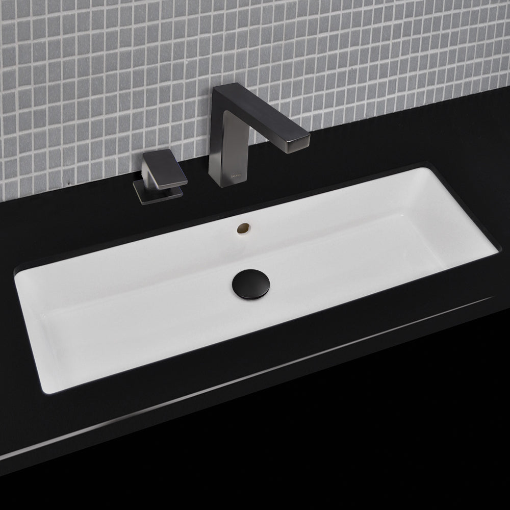 Lacava 5051UN-001 - Under-Counter Porcelain Bathroom Sink With Glazed Exterior And Overflow, 23 5/8"W, 15 3/4"D, 7 7/8"H