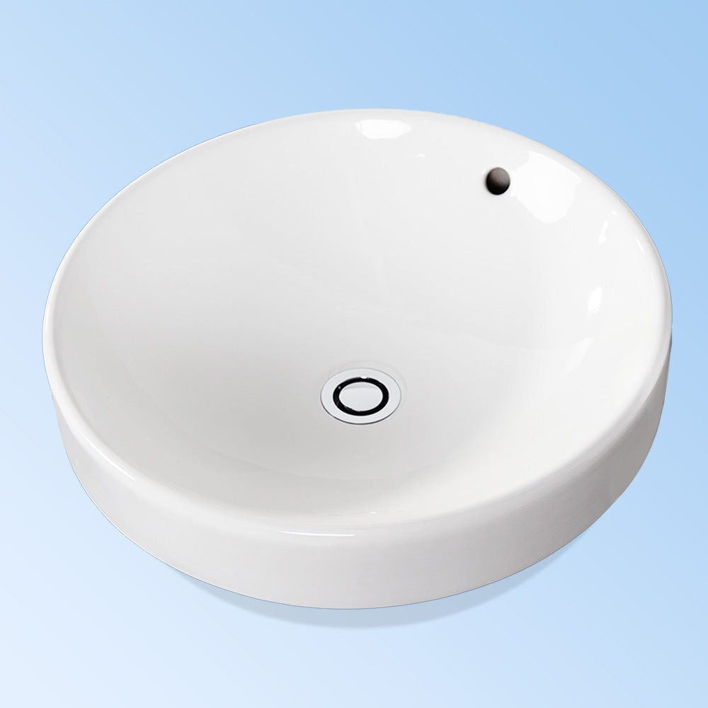 Lacava 5055-46C-001 - Self-Rimming Drop-In Porcelain Sink With An Overflow. Diam: 18 3/8", H: 6 3/8".