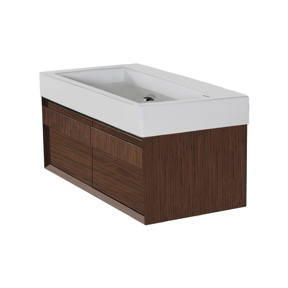 Lacava - Wall-Mount Undercounter Vanity With Large Wood Pulls On Two Drawers. Washbasin #5103 Sold Separately. W: 35 1/4", D: 14 1/4", H: 12".