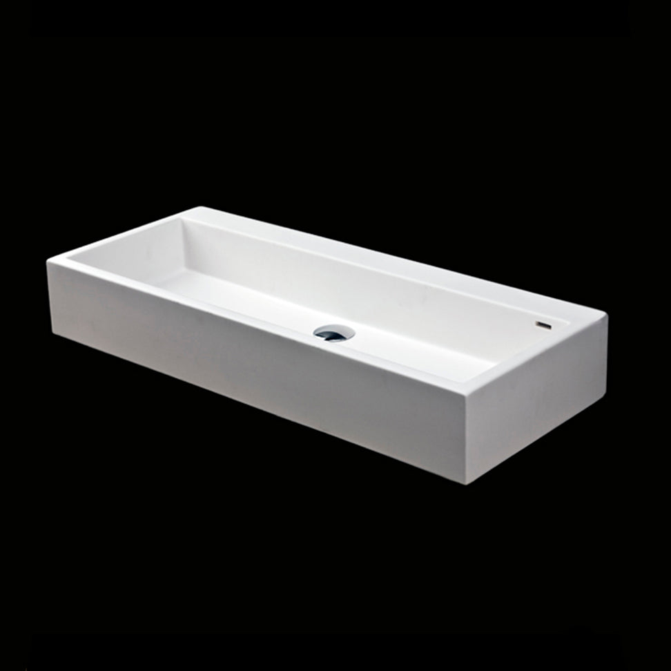 Lacava - Vessel Bathroom Sink Made Of Solid Surface, With An Overflow.Finished Back. Available With 00 - No Faucet Holes, 01 - One Faucet Hole, 02 - Two Faucet Holes, 03 - Three Faucet Holes In 8" Spread. W: 30”D: 15” H: 6 1/8”