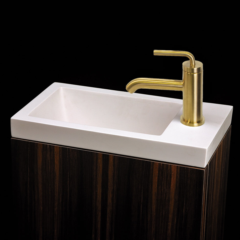 Lacava - Self-Rimming Bathroom Sink Made Of Solid Surface, With An Overflow, Finished Back. 15 7/8"W X 8 3/4"D X 6 5/8"H. Available In 00 - No Faucet Holes, 01 - One Faucet Hole, 02 - Two Faucet Holes, 03 - Three Faucet Holes In 8" Spread.