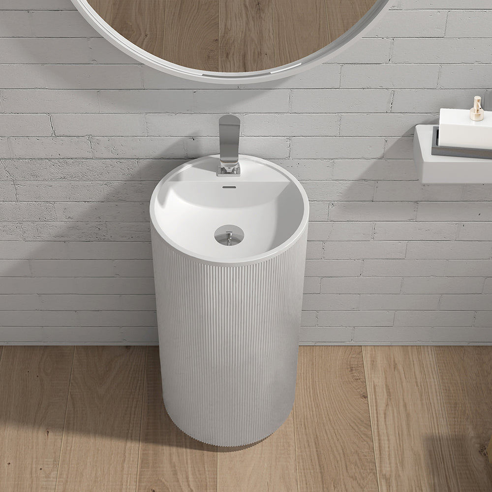 Lacava - Round Pedestal Sink In Fluted Style. Diam: 18" H: 35 1/2"