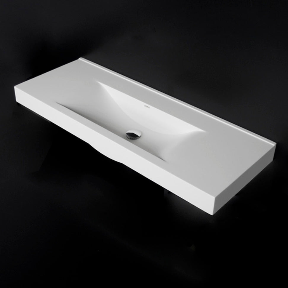 Lacava - Vanity Top Bathroom Sink Made Of Solid Surface, With An Overflow, 45 7/8"W, 17 1/4"D, 7"H. Available With 00 - No Faucet Holes, 01 - One Faucet Hole, 02 - Two Faucet Holes, 03 - Three Faucet Holes In 8" Spread.