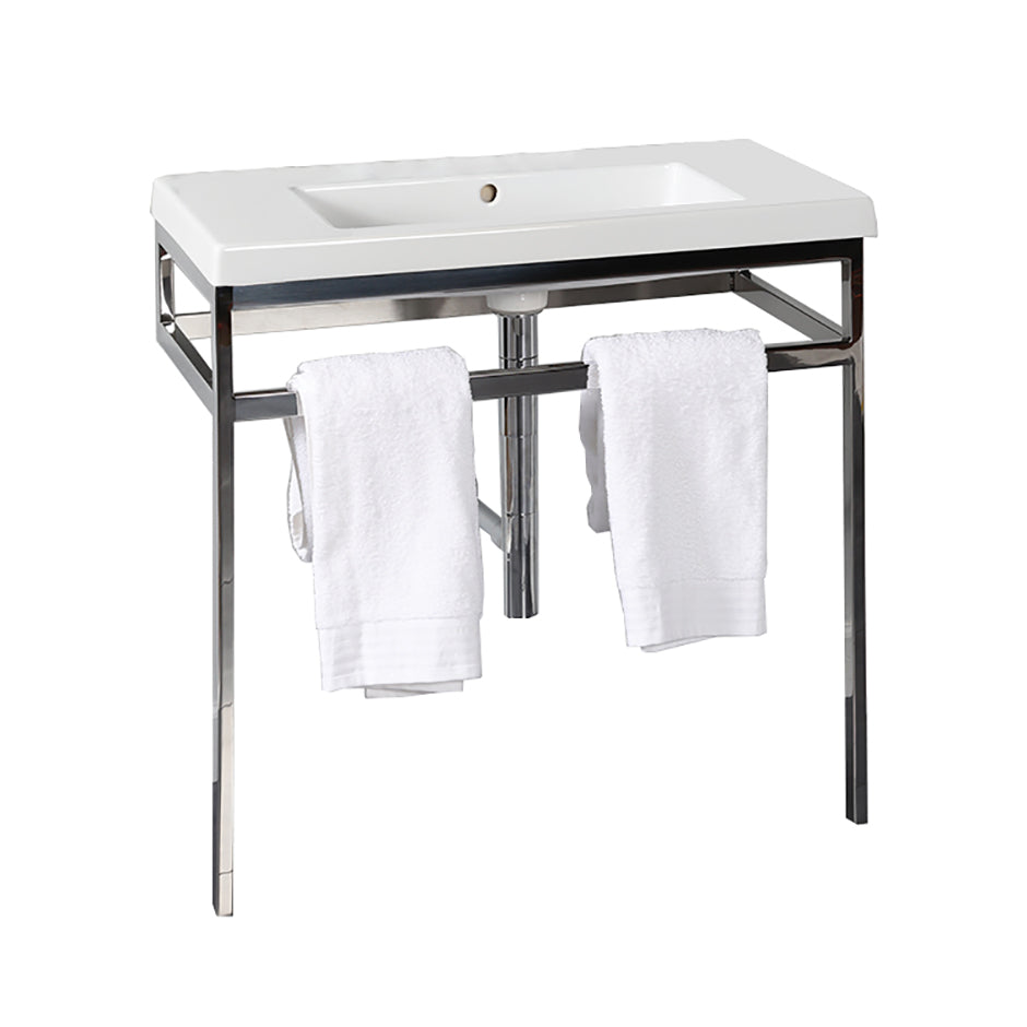 Lacava - Floor-Standing Metal Console Stand With A Towel Bar (Bathroom Sink 5212 Sold Separately), Made Of Stainless Steel Or Brass. It Must Be Attached To Wall.