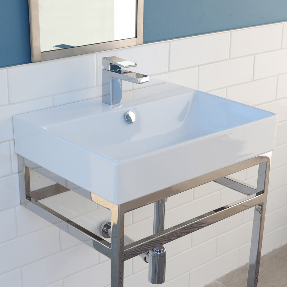 Lacava 5231-00-001 - Wall-Mount, Vanity Top Or Self-Rimming Porcelain Bathroom Sink With An Overflow, With 00 - No Faucet Holes, 01 - One Faucet Hole, 02 - Two Faucet Holes, 03 - Three Faucet Holes In 8" Spread. W: 24”, D: 18”, H: 7 1/4".