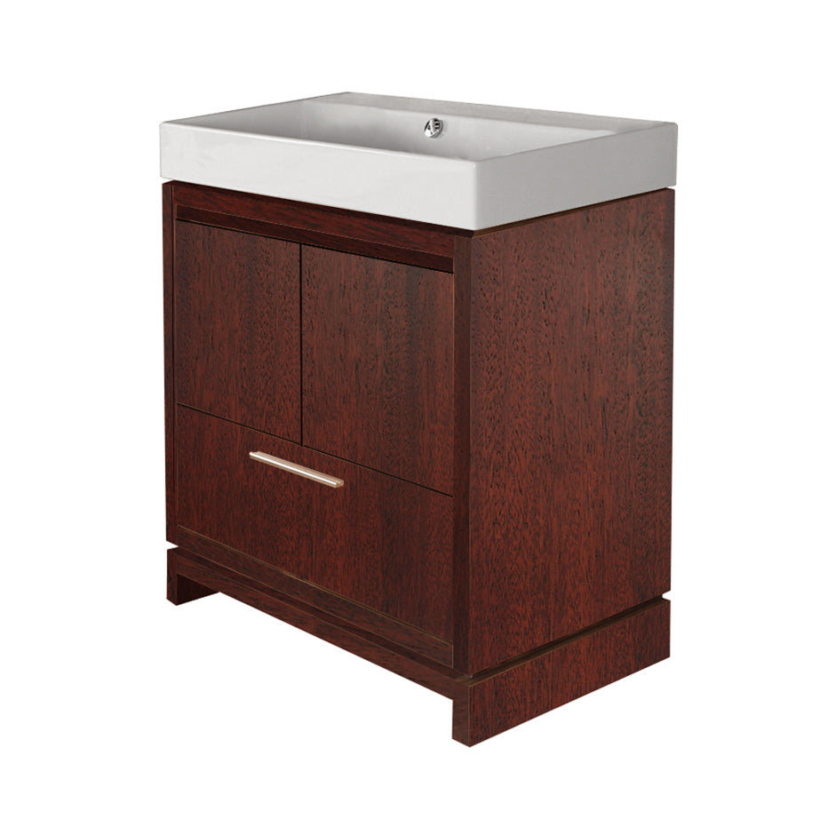 Lacava - Free-Standing Under-Counter Vanity With Finger Pulls Across Top Doors And Polished Chrome Pull Across Bottom Drawer. Bathroom Sink # 5232 Sold Separately. W: 31", D: 17 5/8", H: 30 3/4".