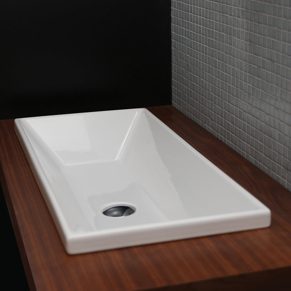 Lacava 5256-001 - Under-Counter Or Self-Rimming Porcelain Bathroom Sink With An Overflow. W: 29 3/4", D: 13 1/2", H: 6 3/4".