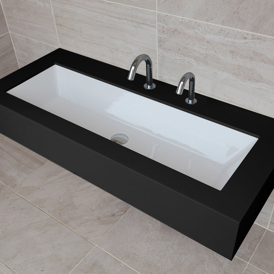 Lacava 5260-001 - Under-Counter Or Self-Rimming Porcelain Bathroom Sink With An Overflow. W: 41 3/8", D: 13 3/8", H: 6 3/4".