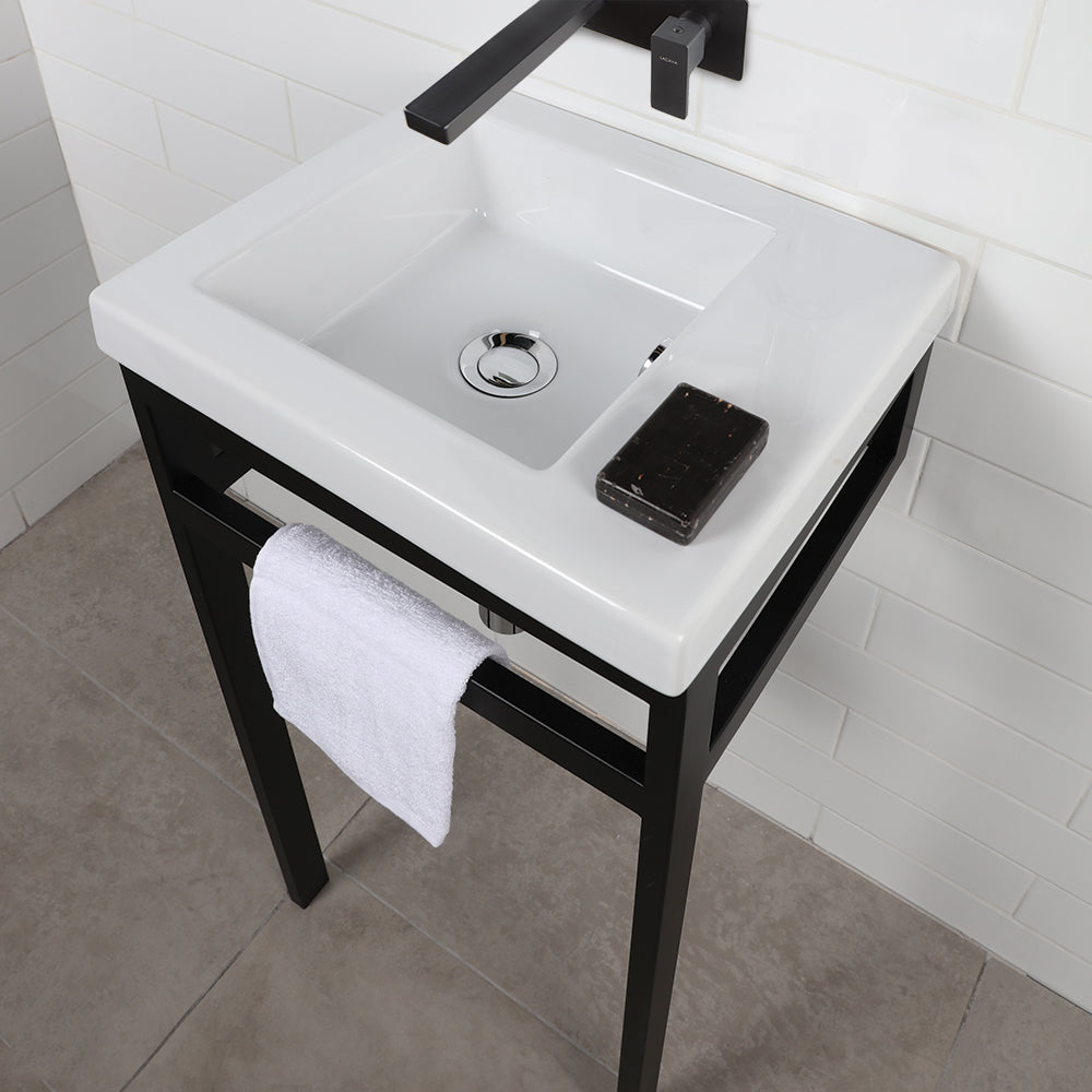Lacava - Floor-Standing Console Stand With A Towel Bar (Bathroom Sink 5271 Sold Separately). It Must Be Attached To Wall. W: 15 3/8", D: 13 5/8", H: 33".