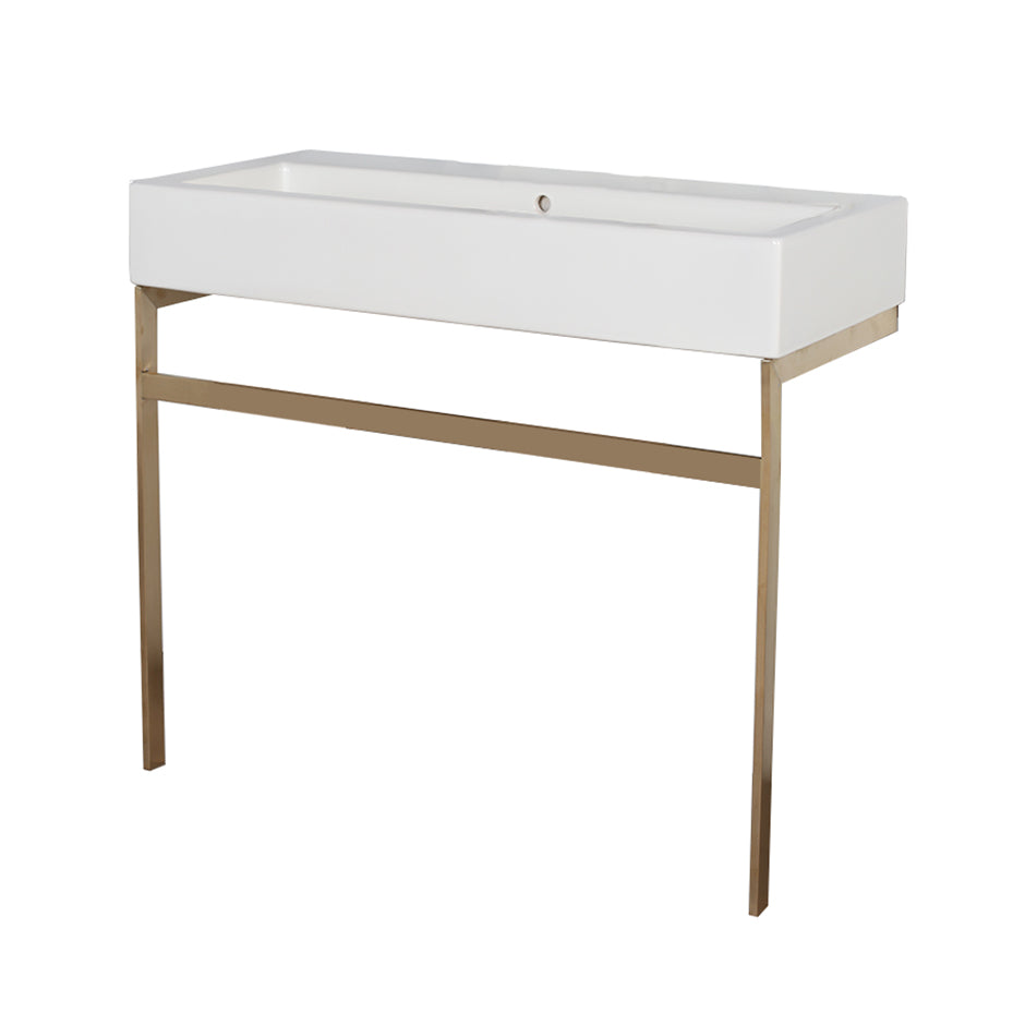 Lacava - Floor-Standing Metal Console Stand With A Towel Bar. It Must Be Attached To A Wall.W: 39 3/8” D: 18 1/2” H: 29"